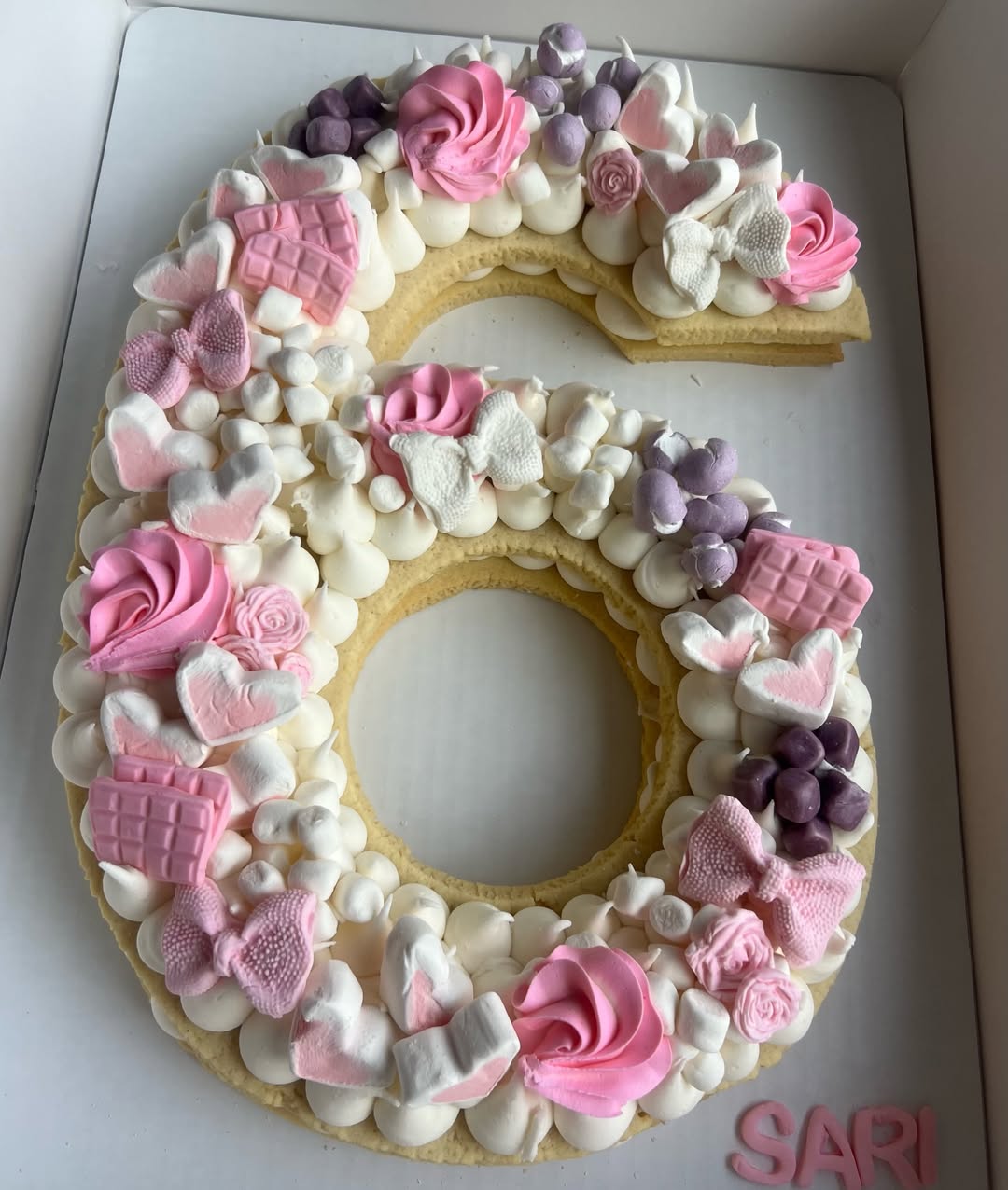 Number six birthday cream tart for Sari